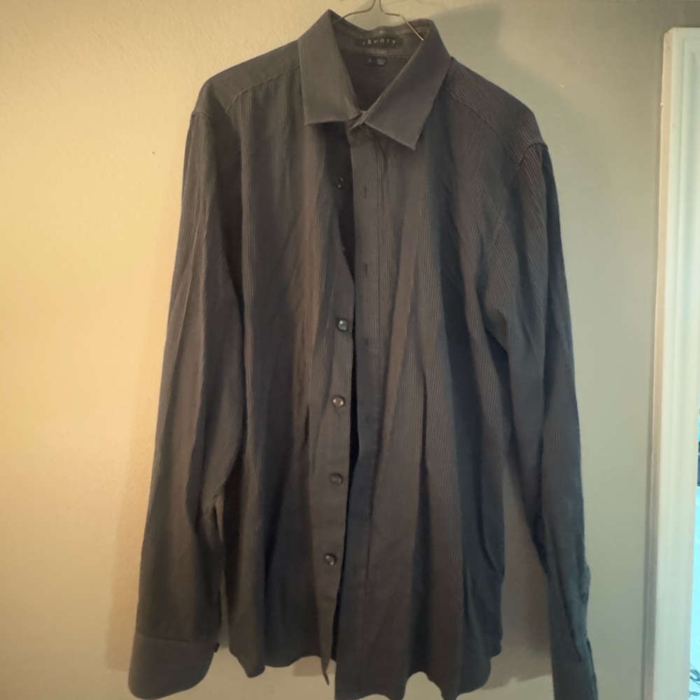 Theory Dark Gray Button-Up Shirt